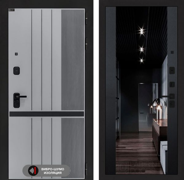 Входная дверь Лабиринт SKYLAB с зеркалом тонированным Максимум – Черный кварц