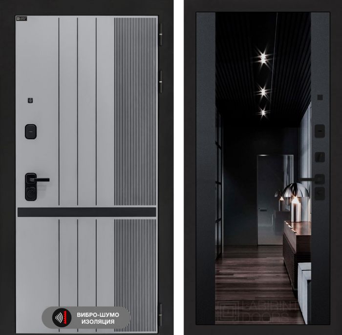 Входная дверь Лабиринт SKYLAB с зеркалом тонированным Максимум – Черный кварц