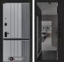 Входная дверь Лабиринт SKYLAB с зеркалом Панорама с тонировкой – Черный кварц