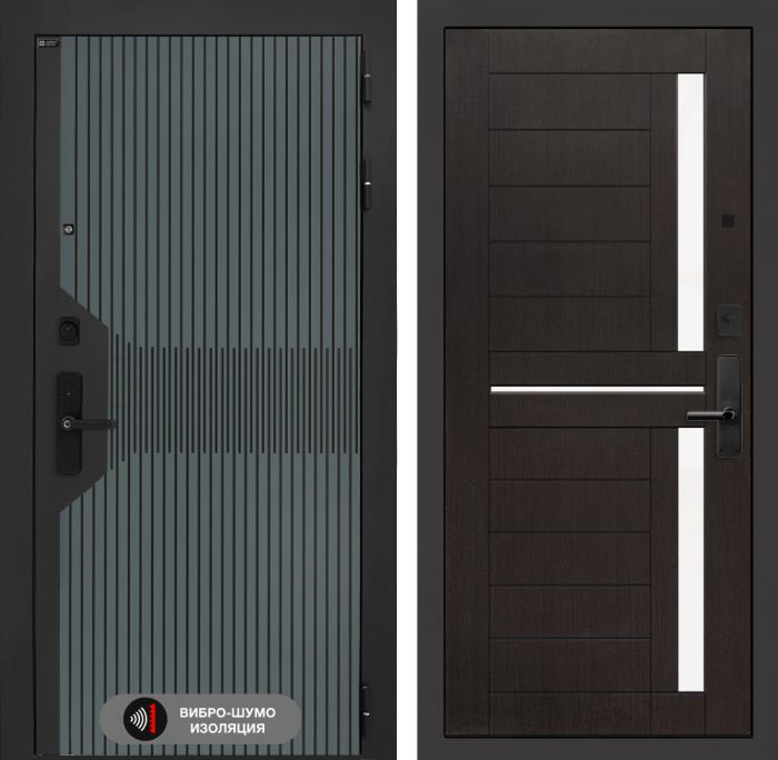 Входная дверь Лабиринт Смартлаб - 02 Венге, стекло белое