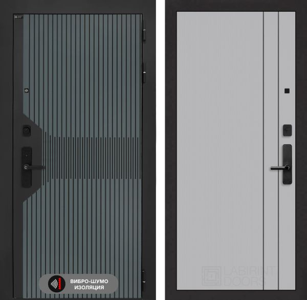 Входная дверь Лабиринт Смартлаб 10 - Серый рельеф софт