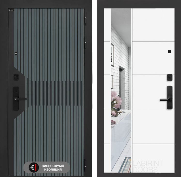 Входная дверь Лабиринт Смартлаб с Зеркалом 19 – Белый софт