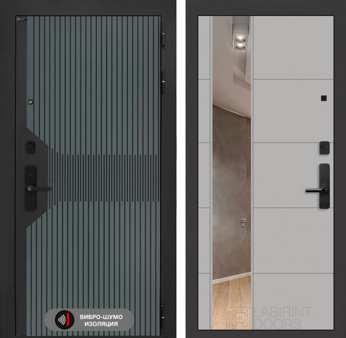 Входная дверь Лабиринт Смартлаб с Зеркалом 19 – Грей софт
