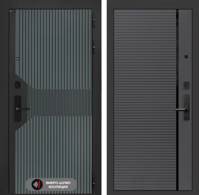 Входная дверь Лабиринт Смартлаб 22 – Графит софт, черная вставка