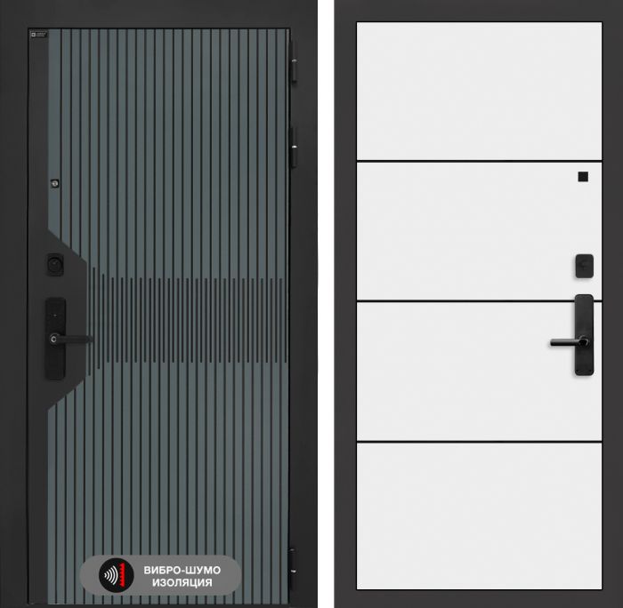 Входная дверь Лабиринт Смартлаб 25 – Белый софт, черный молдинг