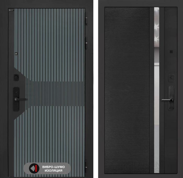 Входная дверь Лабиринт Смартлаб 31 – Черный кварц, зеркальная вставка с тонировкой