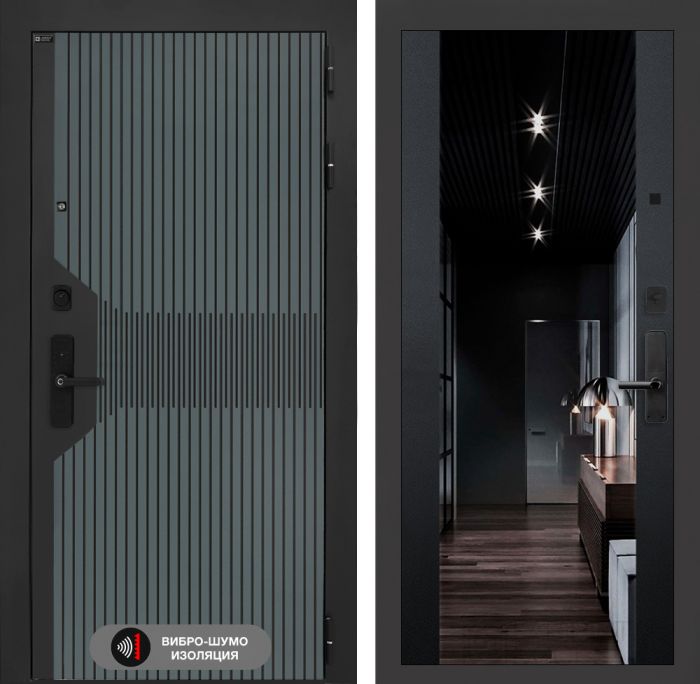 Входная дверь Лабиринт Смартлаб - с зеркалом Максимум Черный кварц