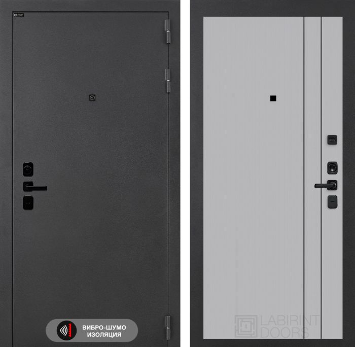 Входная дверь Лабиринт Соналаб 10 - Серый рельеф софт