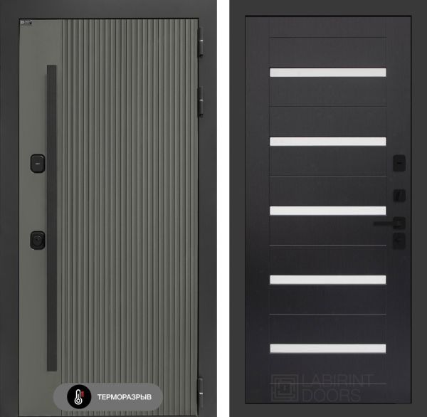 Входная дверь Лабиринт Термолаб 1 тепло 01 – Венге, стекло белое