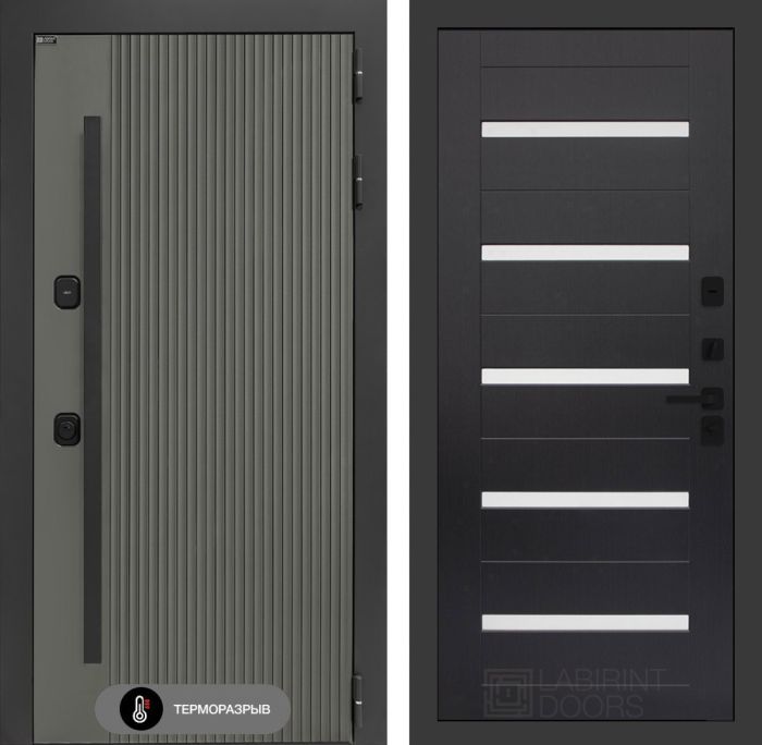 Входная дверь Лабиринт Термолаб 1 тепло 01 – Венге, стекло белое