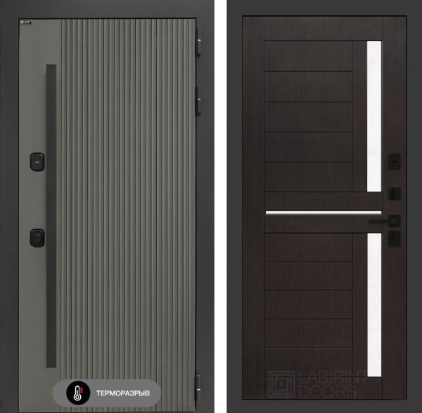 Входная дверь Лабиринт Термолаб 1 тепло 02 – Венге, стекло белое