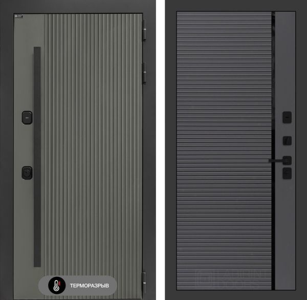 Входная дверь Лабиринт Термолаб 1 тепло 22 – Графит софт с молдингом