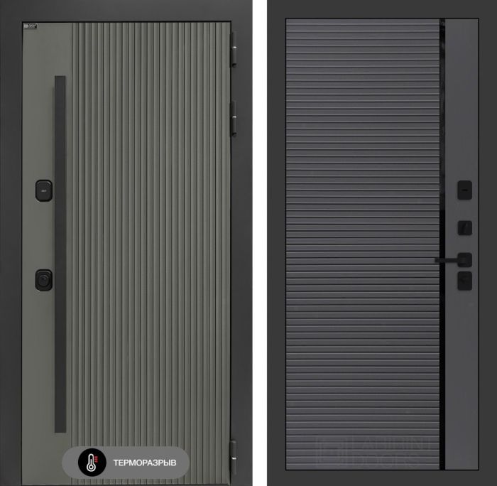Входная дверь Лабиринт Термолаб 1 тепло 22 – Графит софт с молдингом