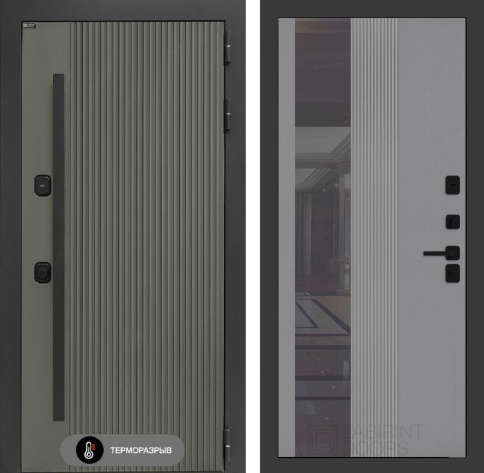 Входная дверь Лабиринт Термолаб 1 тепло 32 тонированным – Серый рельеф софт