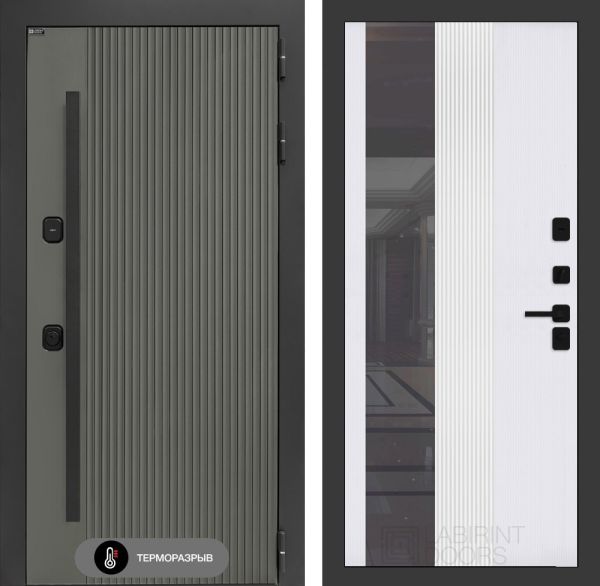 Входная дверь Лабиринт Термолаб 1 тепло 32 тонированным – Белый рельеф софт