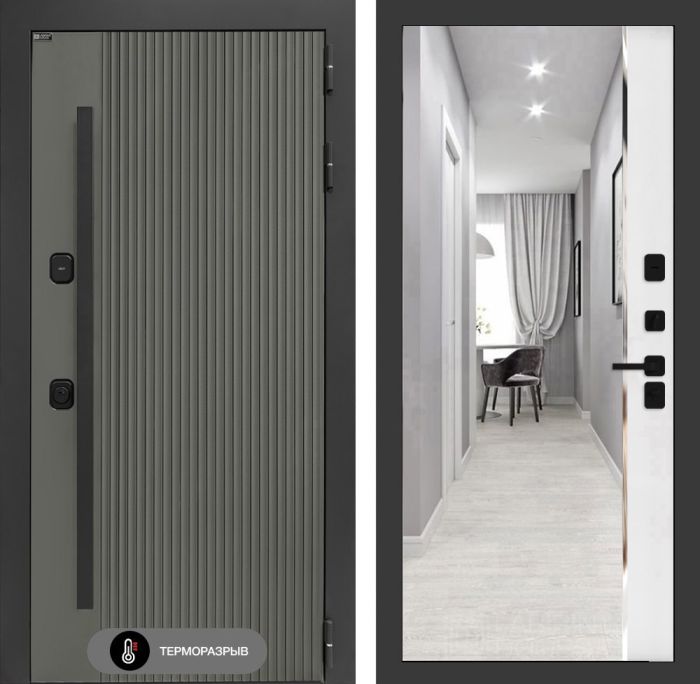 Входная дверь Лабиринт Термолаб 1 тепло Панорама – Белый софт