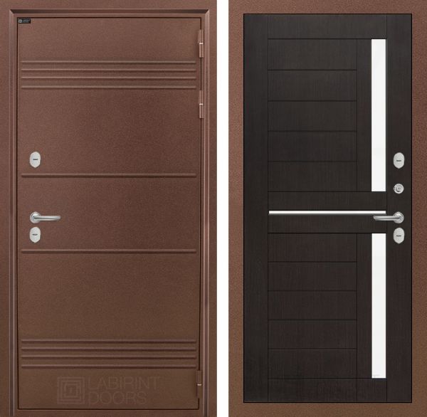 Входная дверь Лабиринт ТЕРМО ЛАЙТ 02 - Венге, стекло белое