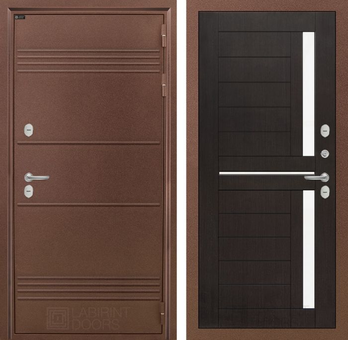 Входная дверь Лабиринт ТЕРМО ЛАЙТ 02 - Венге, стекло белое