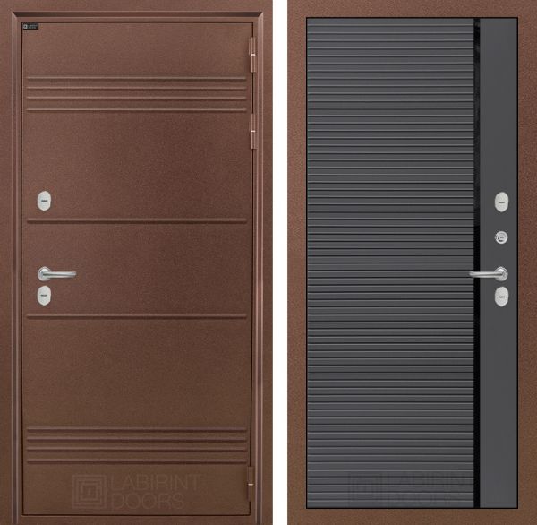 Входная дверь Лабиринт ТЕРМО ЛАЙТ 22 - Графит софт, черная вставка