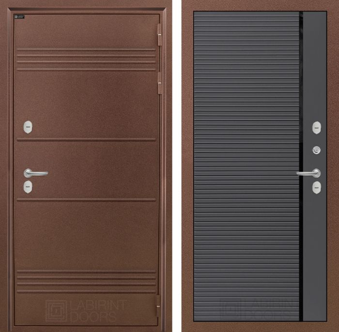 Входная дверь Лабиринт ТЕРМО ЛАЙТ 22 - Графит софт, черная вставка