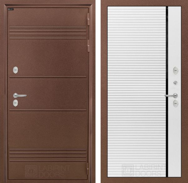 Входная дверь Лабиринт ТЕРМО ЛАЙТ 22 - Белый софт, черная вставка