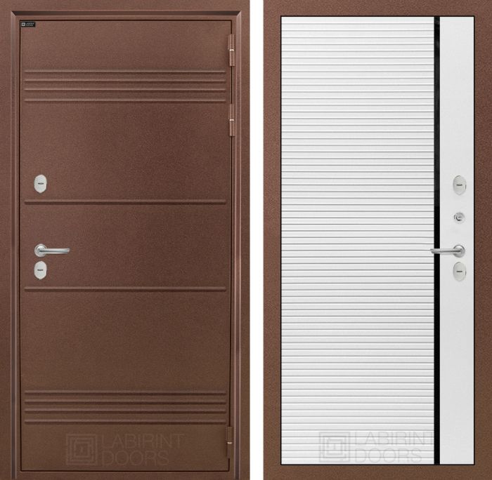 Входная дверь Лабиринт ТЕРМО ЛАЙТ 22 - Белый софт, черная вставка