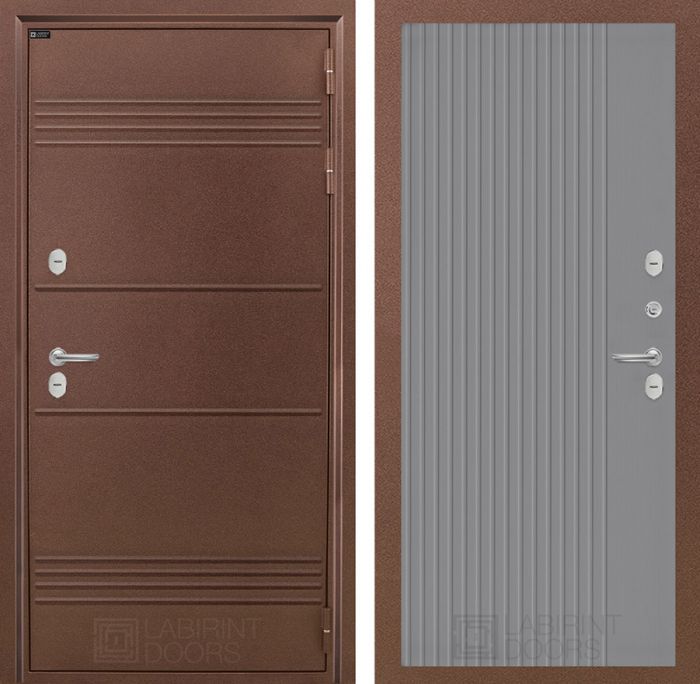 Входная дверь Лабиринт ТЕРМО ЛАЙТ 29 - Серый рельеф софт