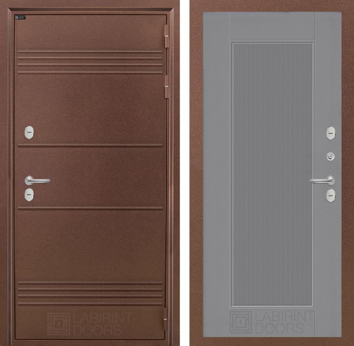 Входная дверь Лабиринт ТЕРМО ЛАЙТ 30 - Серый рельеф софт