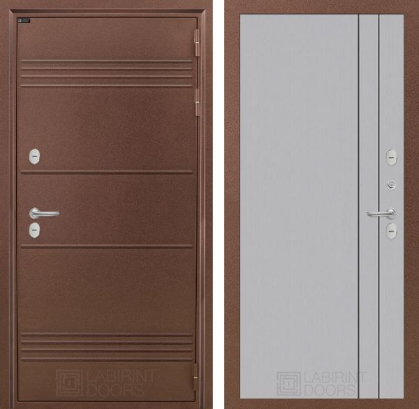 Входная дверь Лабиринт ТЕРМО ЛАЙТ 10 - Серый рельеф софт