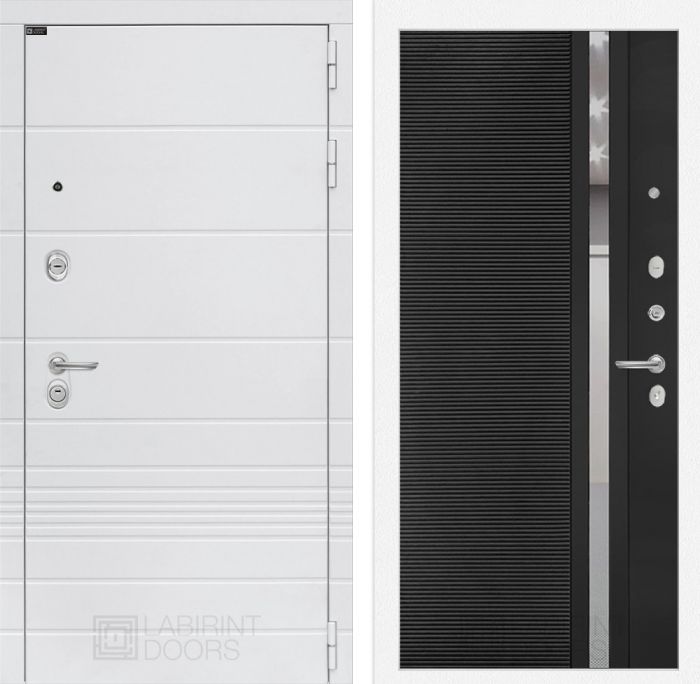 Входная дверь Лабиринт Трендо 31 - Черный кварц зеркальная вставка с тонировкой