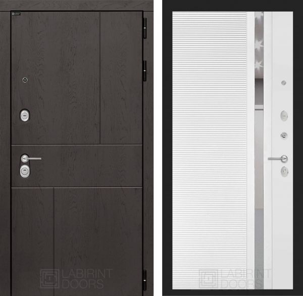 Входная дверь Лабиринт URBAN 31 - Белый софт зеркальная вставка с тонировкой