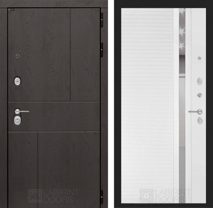 Входная дверь Лабиринт URBAN 31 - Белый софт зеркальная вставка с тонировкой