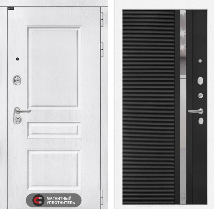 Входная дверь Лабиринт VERSAL 31 - Черный кварц зеркальная вставка с тонировкой