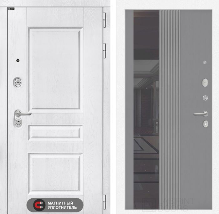 Входная дверь Лабиринт VERSAL 32 - Зеркало тонированное Серый софт рельеф