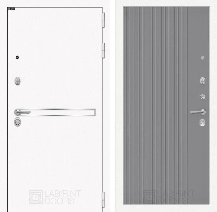 Входная дверь Лабиринт Лайн WHITE 29 - Серый рельеф софт