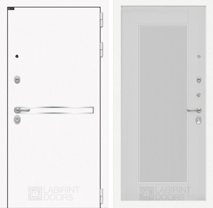 Входная дверь Лабиринт Лайн WHITE 30 - Белый рельеф софт