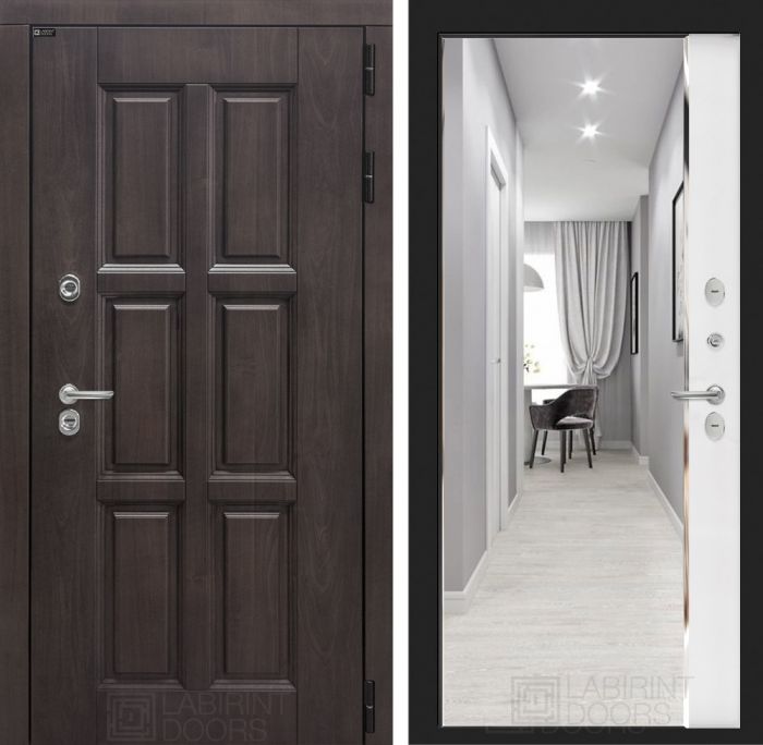 Входная дверь Лабиринт Лондон - Белый софт Зеркало Панорама