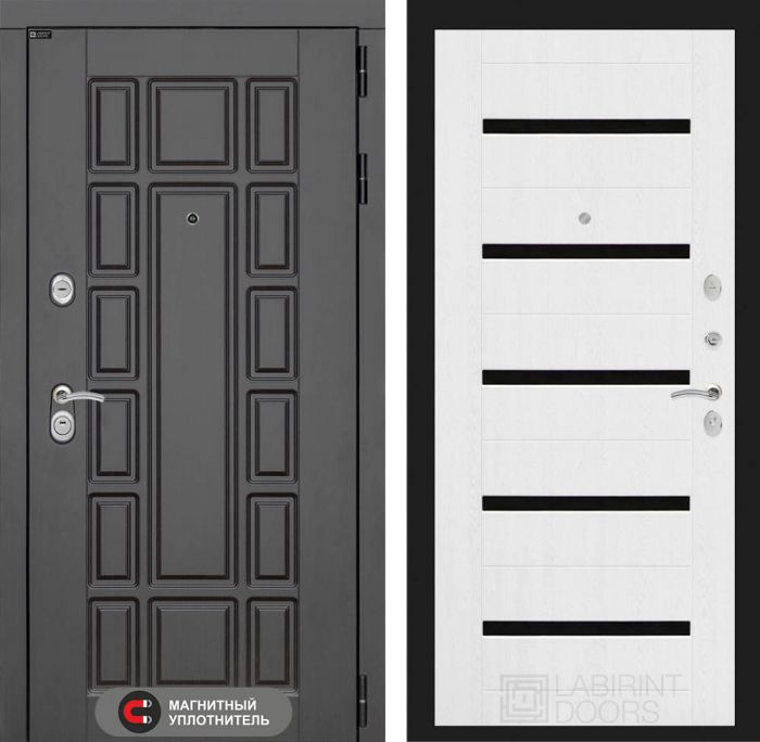 Входная дверь Лабиринт Нью-Йорк 01 - Белое дерево, стекло черное