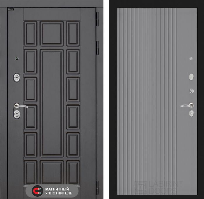 Входная дверь Лабиринт Нью-Йорк замок Mottura 29 - Серый рельеф софт