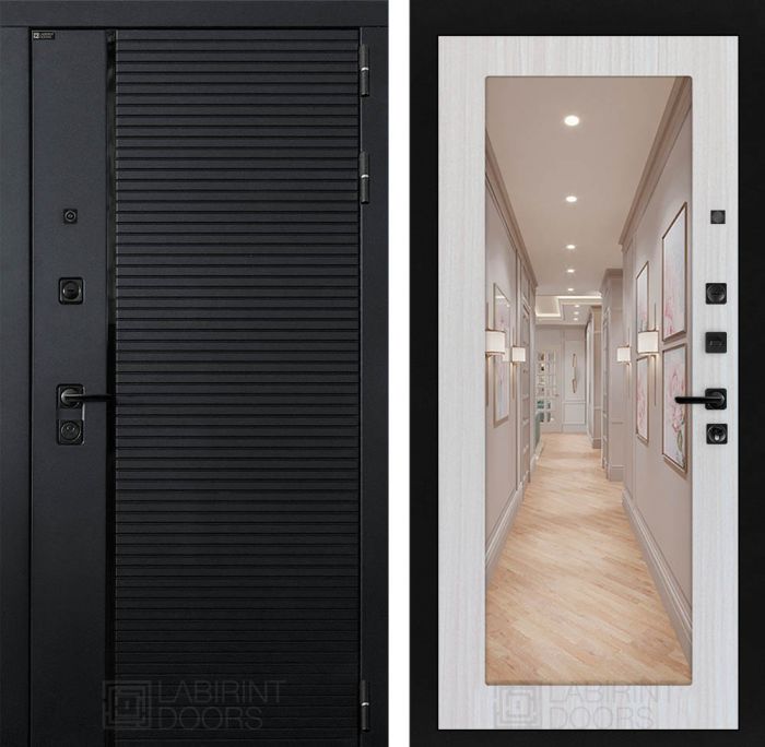 Входная дверь Лабиринт PIANO с зеркалом 18 - Сандал белый