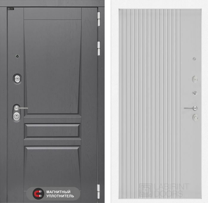 Входная дверь Лабиринт Платинум 29 - Белый рельеф софт