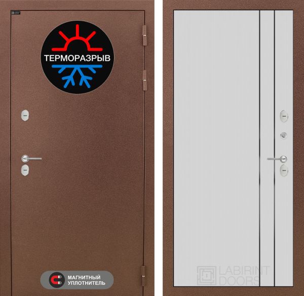 Входная дверь Лабиринт Термо Магнит 10 - Белый рельеф софт