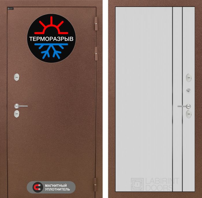 Входная дверь Лабиринт Термо Магнит 10 - Белый рельеф софт