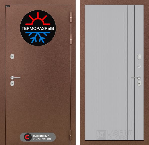 Входная дверь Лабиринт Термо Магнит 10 - Серый рельеф софт