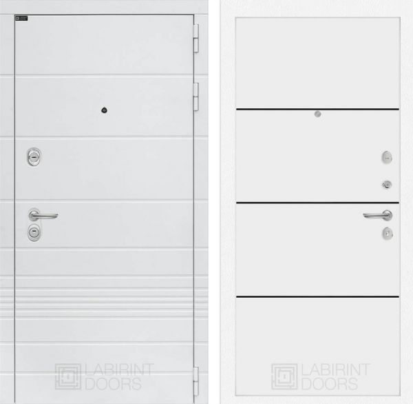 Входная дверь Лабиринт Трендо 25 - Белый софт, черный молдинг