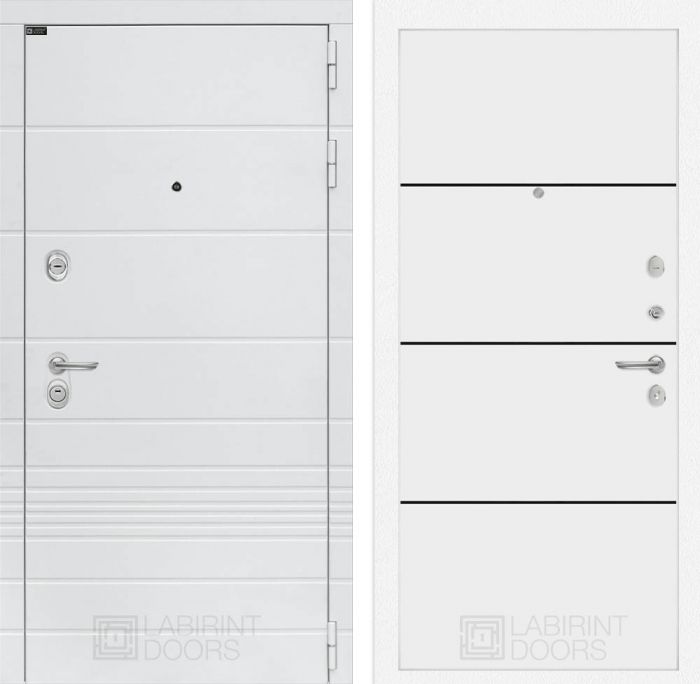 Входная дверь Лабиринт Трендо 25 - Белый софт, черный молдинг