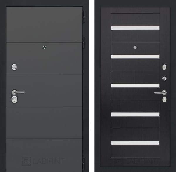 Входная дверь Лабиринт ART графит 01 - Венге, стекло белое