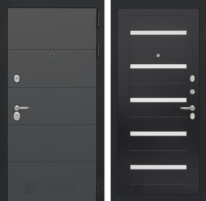 Входная дверь Лабиринт ART графит 01 - Венге, стекло белое