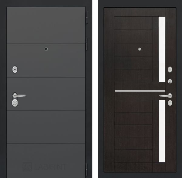 Входная дверь Лабиринт ART графит 02 - Венге, стекло белое