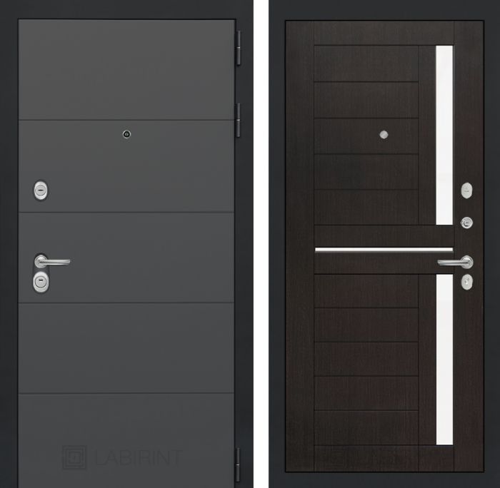 Входная дверь Лабиринт ART графит 02 - Венге, стекло белое